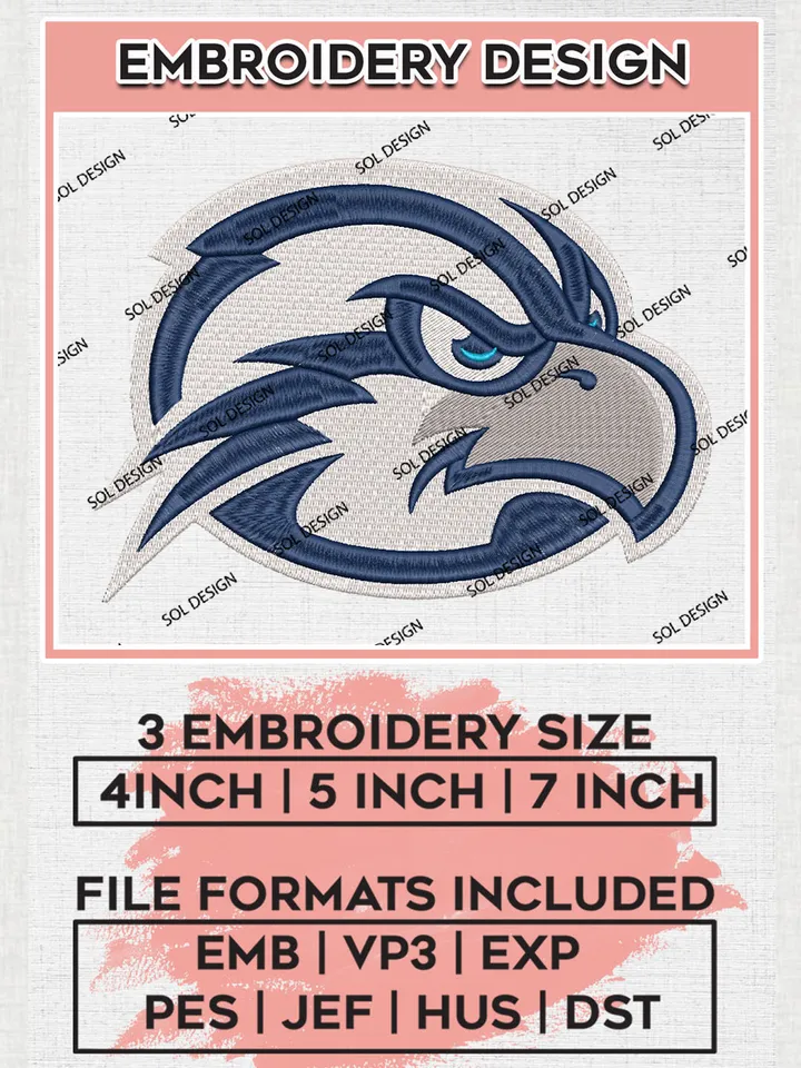 NCAA North Florida Ospreys Team Head Mascot Logo Embroidery Design Files, NCAA North Florida Ospreys Machine Embroidery, NCAA Teams, 3 sizes, NCAA Machine embroidery designs, Digital Download