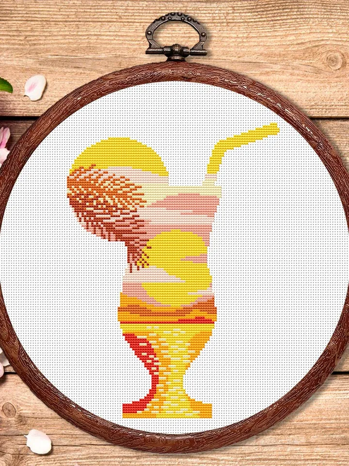 Tropical Cocktail Cross Stitch Pattern, Island Cross Stitch, Embroidery Travel, Travel Cross Stitch Pattern, Modern Cross Stitch #trl012