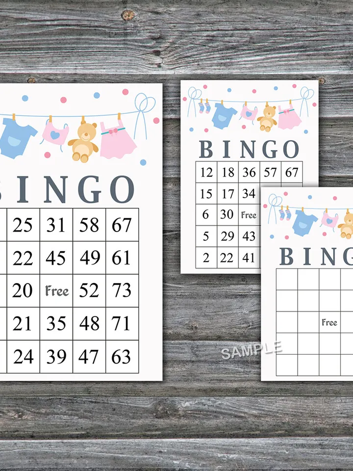 Clothesline bingo cards,Clothesline bingo game,Clothesline printable bingo cards,60 Bingo Cards,INSTANT DOWNLOAD--341