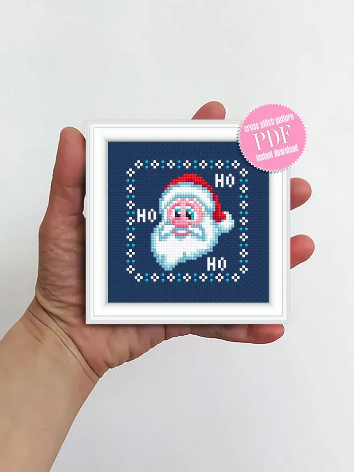 Santa Claus cross stitch pattern download PDF Tiny christmas pattern digital PDF Quick cross stitch chart Christmas decor Winter holiday #N3