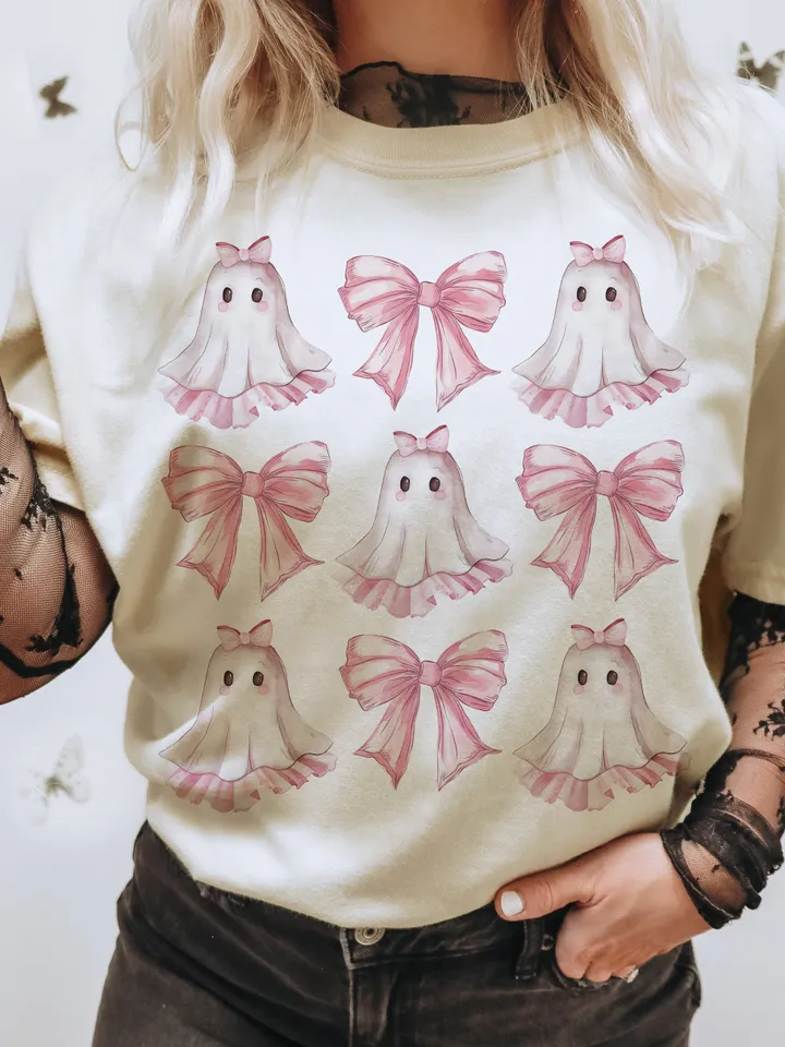Halloween Cute Ghost png, Coquette Bow Halloween png, Halloween png, ghost png, Spooky Season png, Coquette png, Sublimation png designs