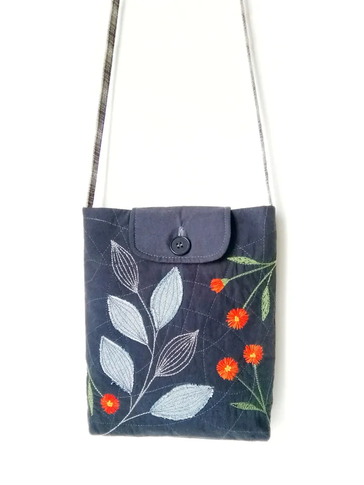 Handmade Hand Embroidered Fabric Cross Body Bag for Women - Unique Small Purse Adorned with Bright Beautiful Flowers. FREE SHIPPING!