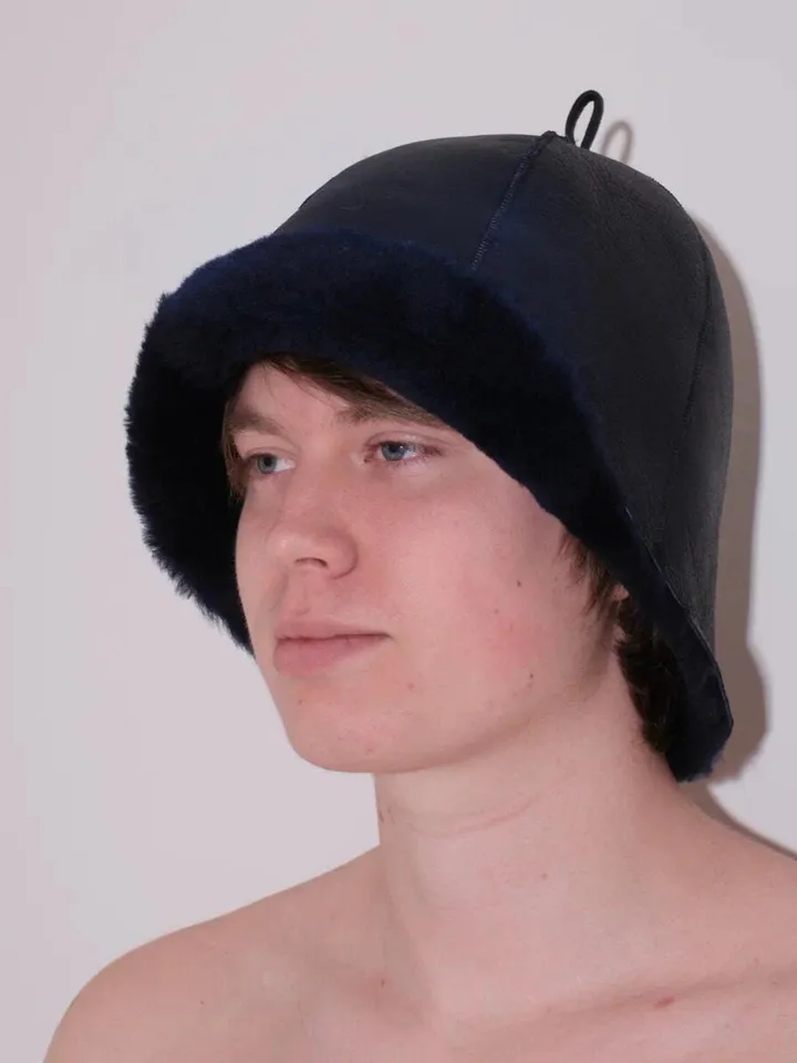 Genuine shearling fur unisex man woman sauna hat | great gift | real sheepfur cap