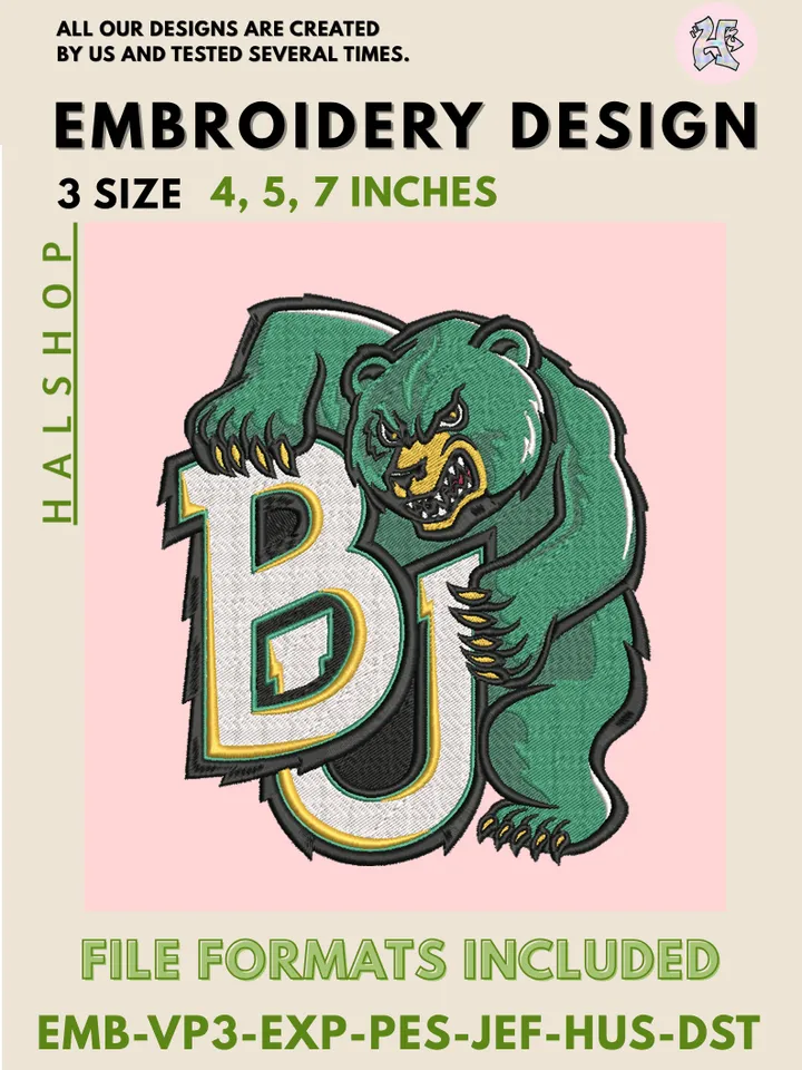 Baylor Bears Logo Embroidery Design β NCAA College Team Machine Embroidery Files ππ