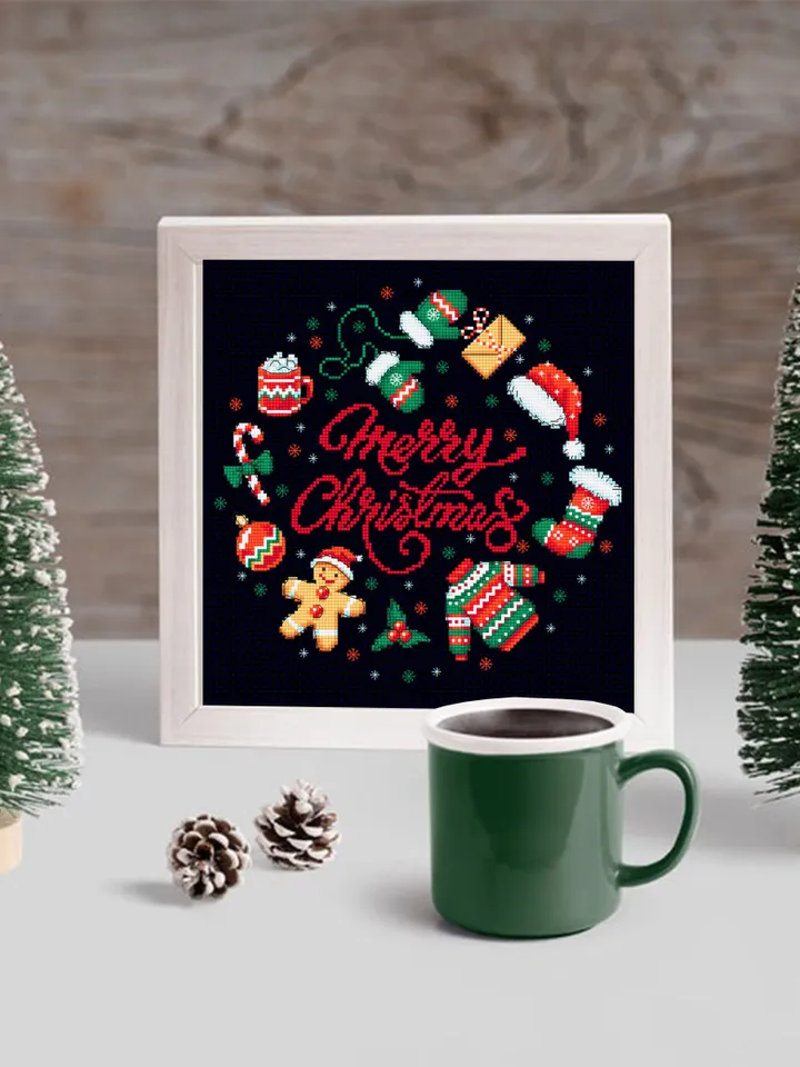 Merry Christmas sampler cross stitch pattern PDF download Simple Christmas pattern digital PDF, Christmas cross stitch chart, Noel #N107