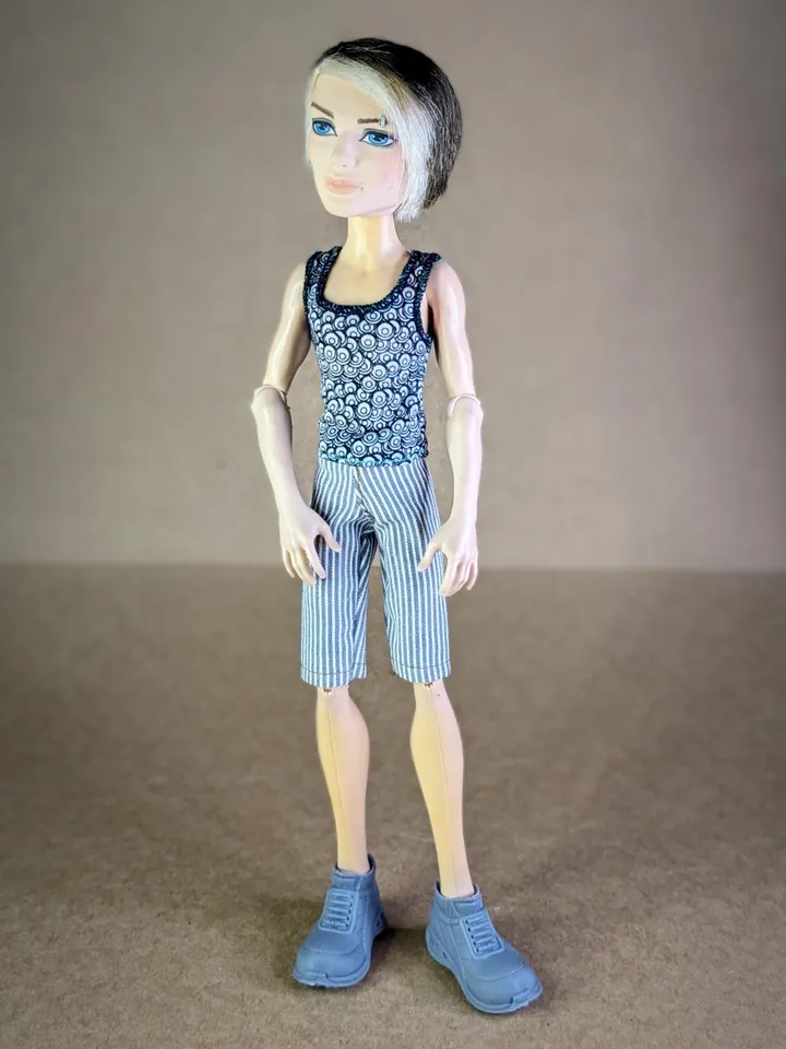 Handmade striped cotton shorts for 1/6 scale boy dolls