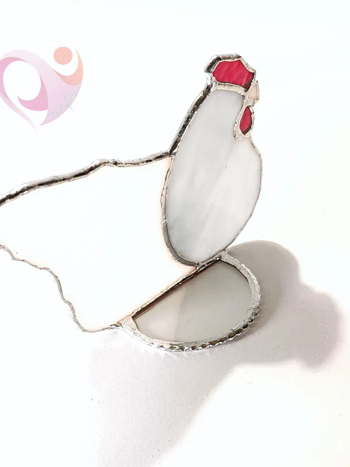 Stained Glass Chicken Suncatcher Cute Sitting Hen Decor Farmhouse Chicken Memorial Gift for Chicken Lovers
