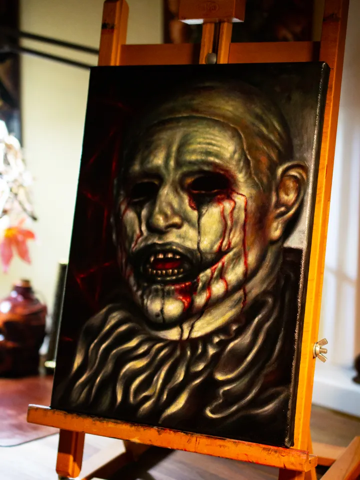 Original oil painting Hell House Clown