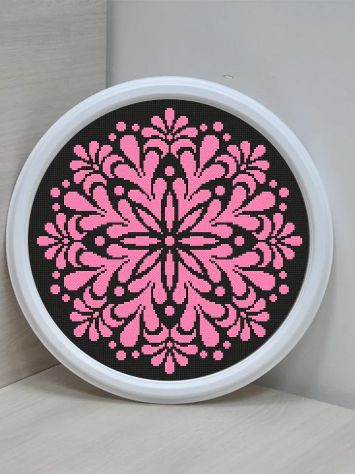 Mandala cross stitch pattern download PDF Easy mandala digital PDF Monochrome cross stitch chart Modern quick cross stitch Home decor #M112