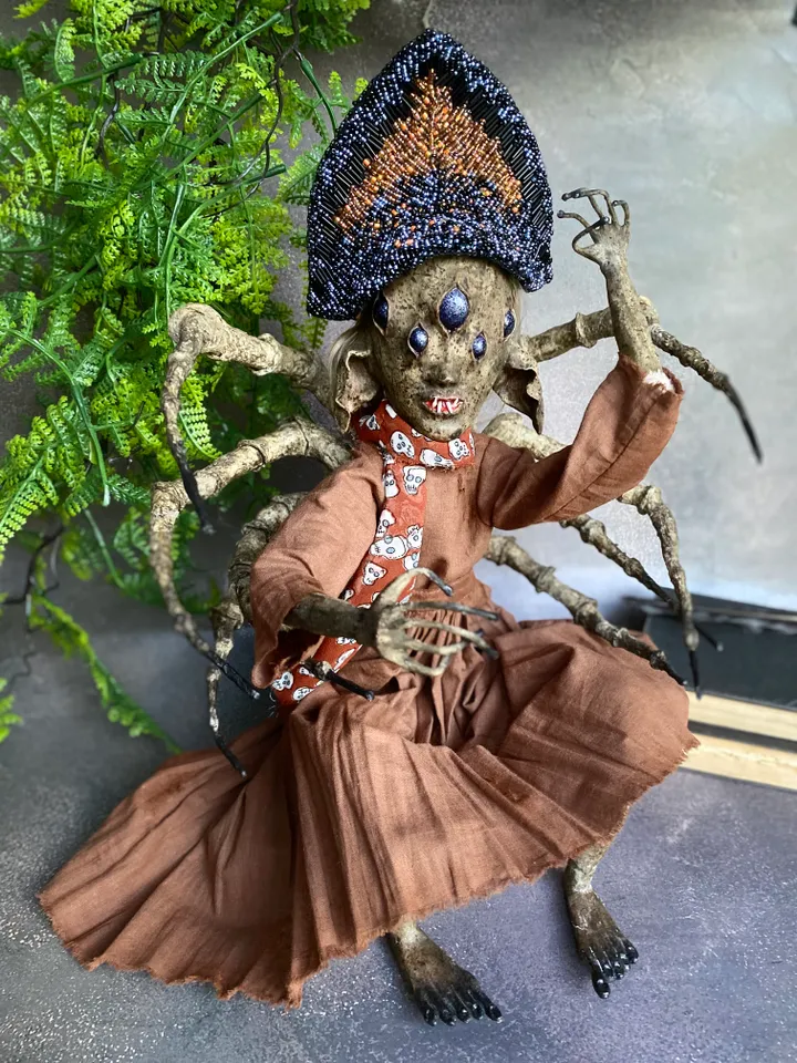 Spider woman . Art doll