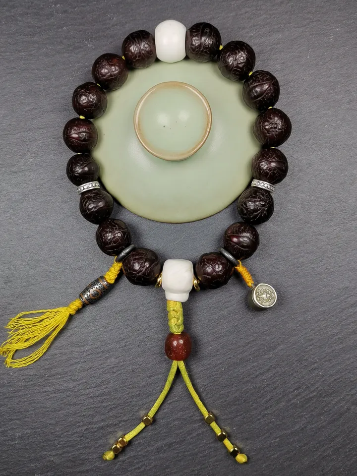 Gandhanra Antique Tibetan Handhold Wrist Mala, Old Bodhi Seed Beads Bracelet
