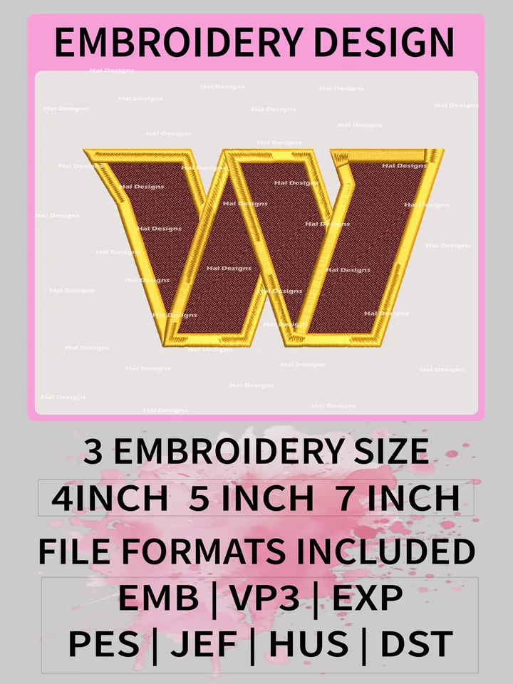 Washington Commanders Embroidery Files, NFL Logo Embroidery Designs, NFL Washington, NFL Machine Embroidery Designs