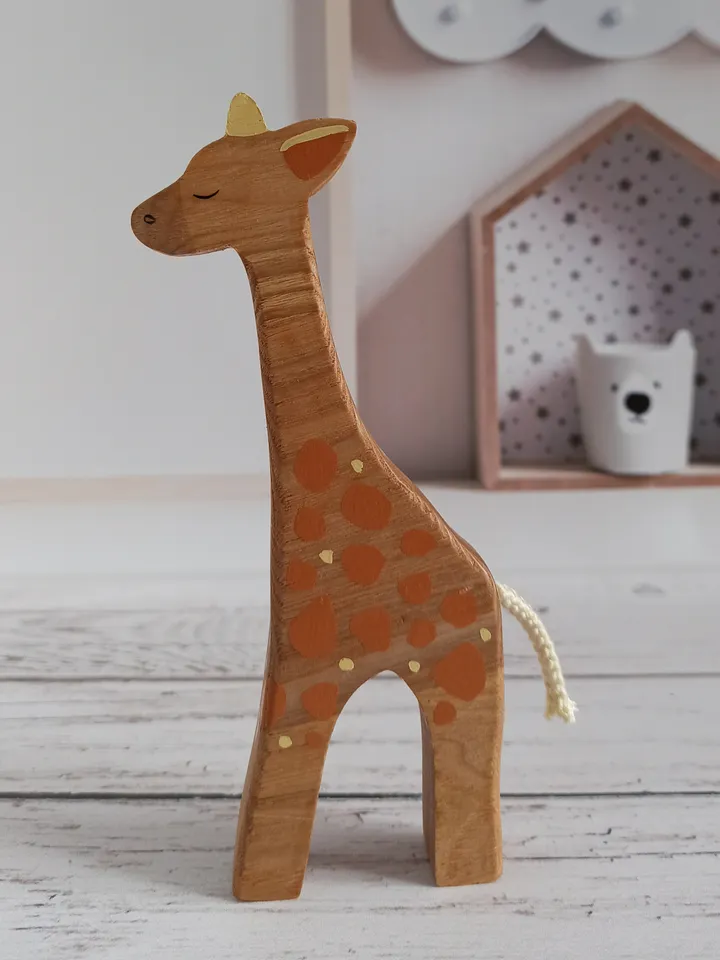 wooden toy giraffe.