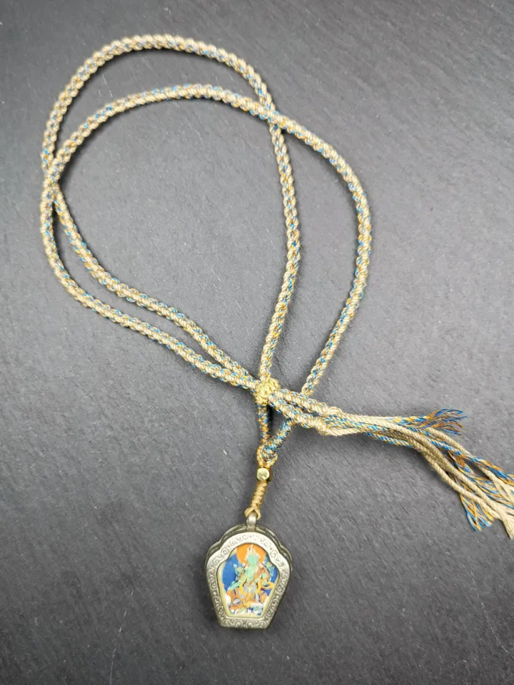 Gandhanra Handmade Tibetan Buddhist Gau Box Amulet,Green Tara Ghau Shrine, Mini Altar Pendant