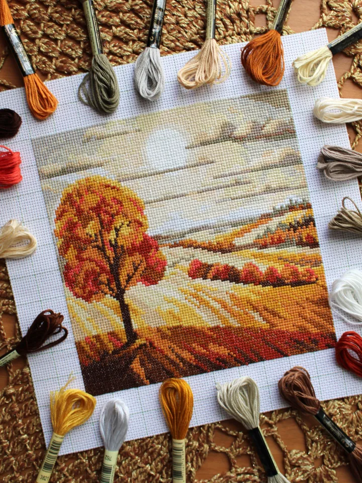 Cross stitch pattern /100x100st/ Landscape, cross stitch pattern PDF, Cross stitch chart Scenery