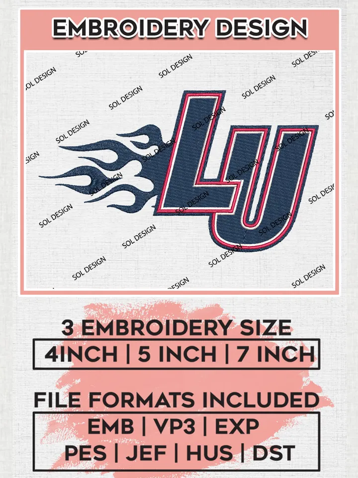 NCAA LU Flames Football Team Word Logo Embroidery Design Files, NCAA Liberty Flames Machine Embroidery, NCAA Teams, Game Day, 3 sizes, NCAA Machine embroidery designs, Digital Download