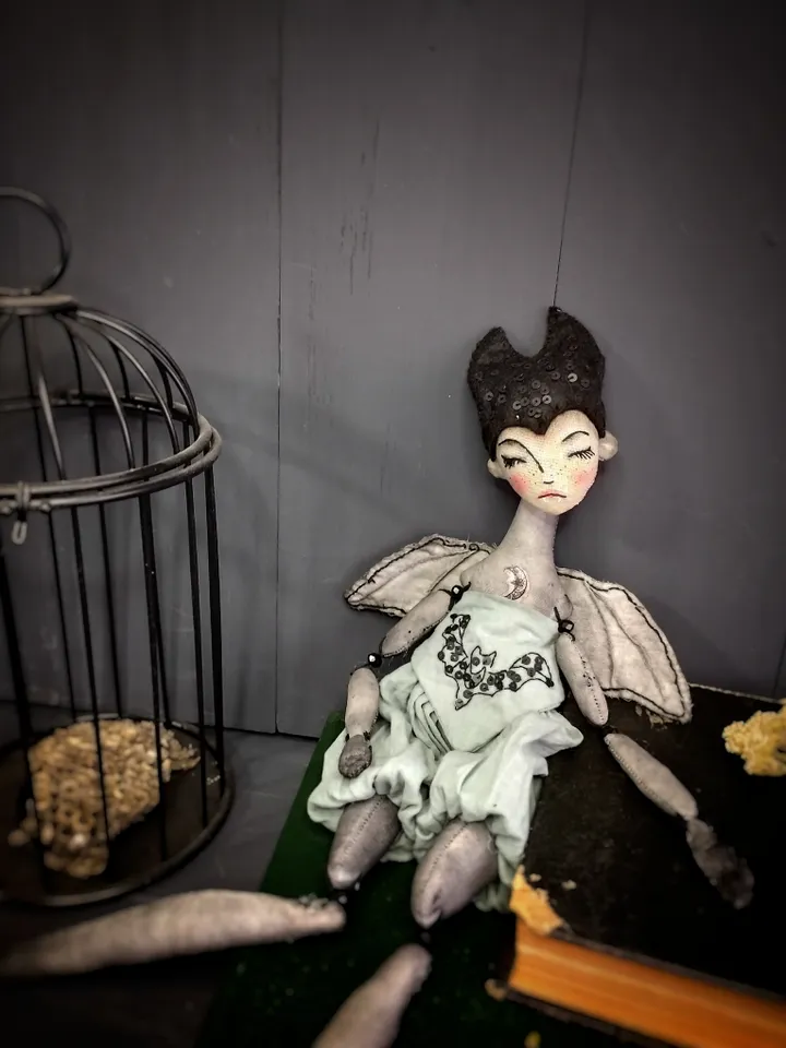 Art textile doll. Bat doll
