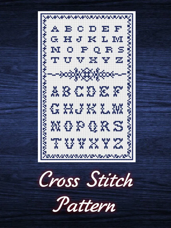 Vintage Cross Stitch Pattern Alphabet Counted Digital Download PDF