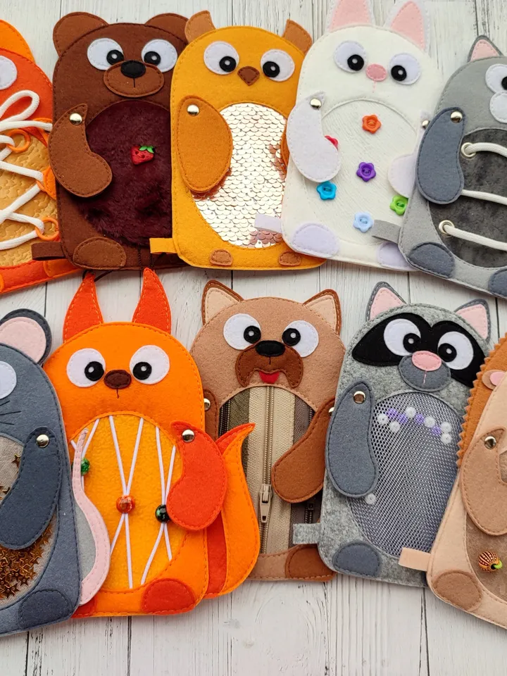 Animals pattern PDF Tutorial, Sensory toys pdf, Felt book pattern svg, Montessori book Quiet book ideas, Pdf felt sewing pattern for toddler
