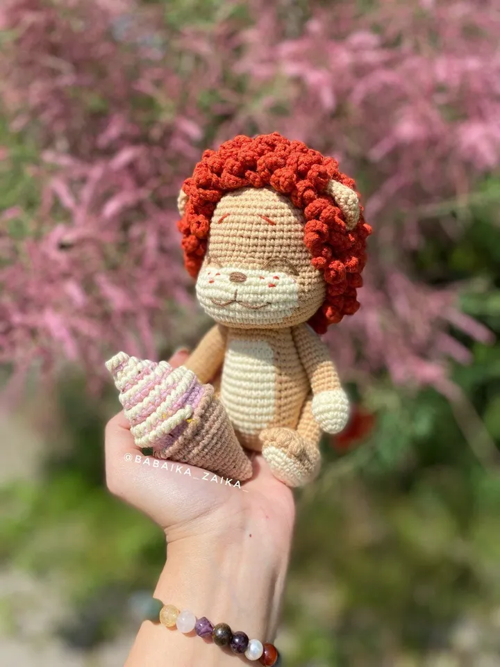 PDF Crochet Pattern Baby Lion and Ice Cream Amigurumi lion pattern Crochet ice cream Cute lion pattern Amigurumi animal Crochet animal