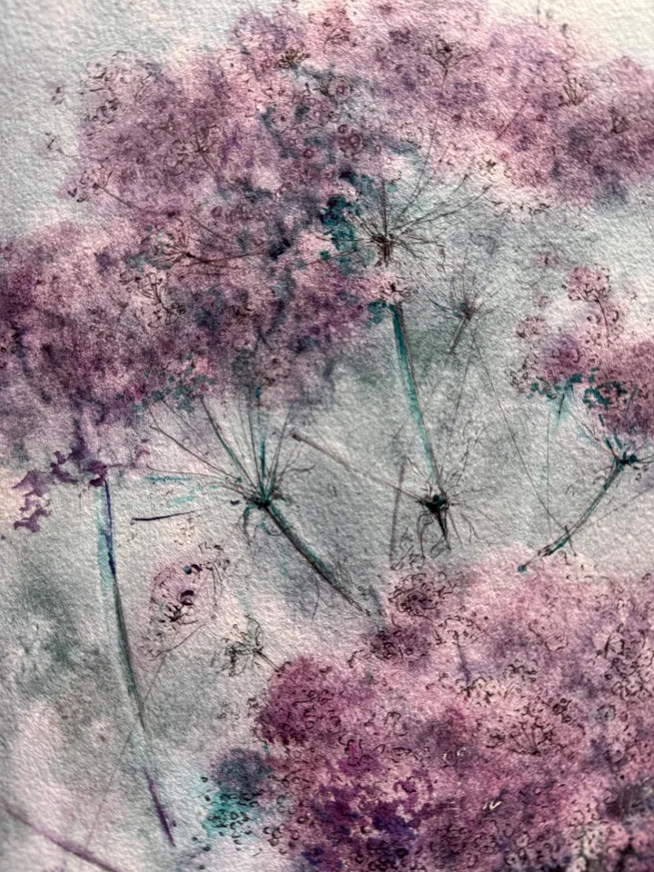 Flowers Original Painting Wildflowers Watercolor Wall Art Meadow Painting