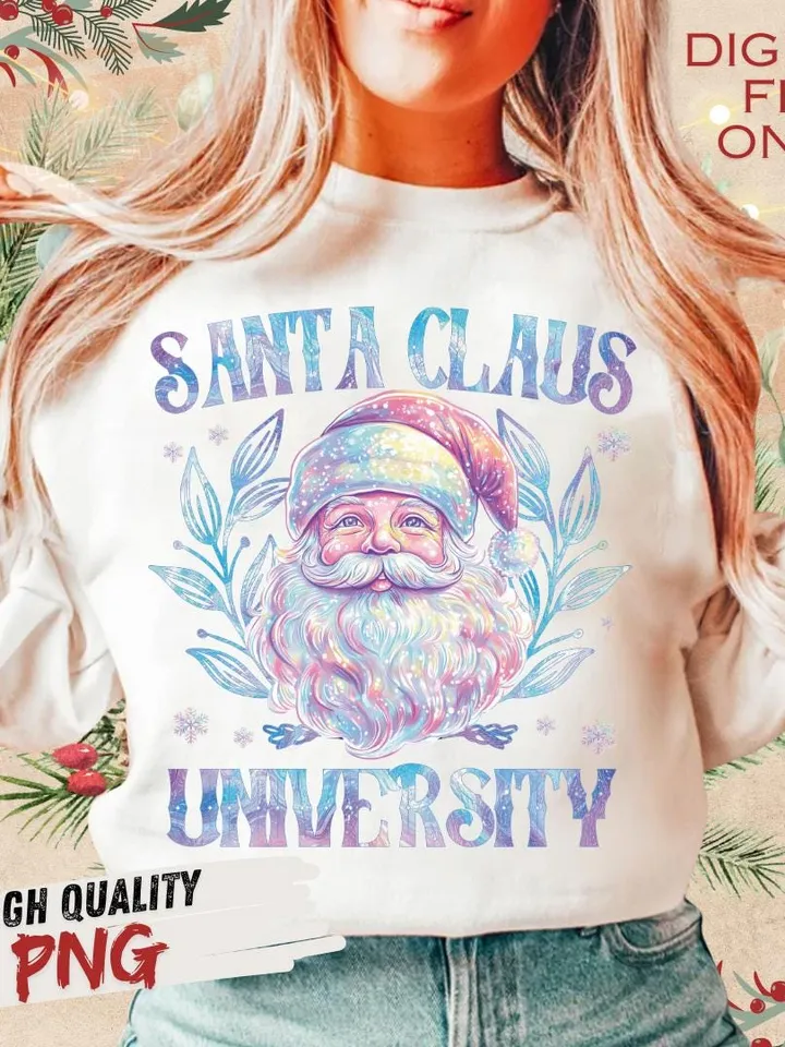 Iridescent Santa Universty PNG, Retro Christmas png, Vintage Santa png, Christmas png, Santa Claus, Merry Christmas png, Iridescent Santa