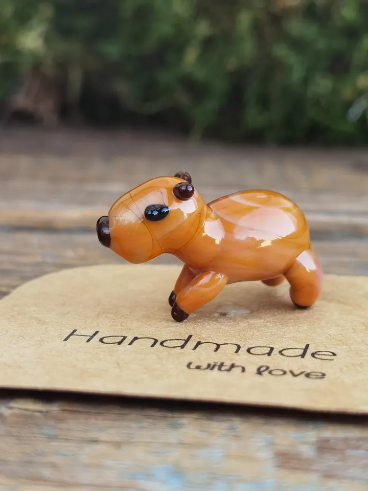 GLASS FIGURINES Capybara figurine Glass Capybara Miniature Capybara tiny Capybara Tiny glass animals Terrarium Dollhouse miniature