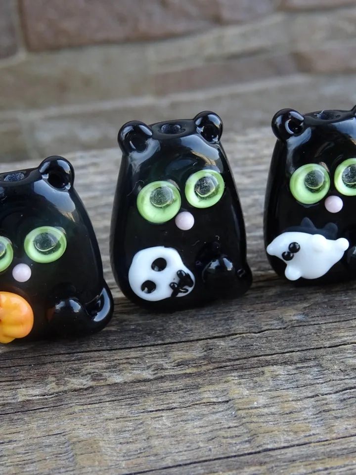 GLASS FIGURINES Cat figurine Miniature cat gifts BLACK cat decor Miniature animals Tiny glass animals Halloween decoration Glass cat art