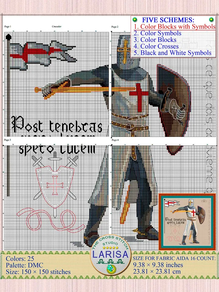 Knight Cross Stitch Pattern | Crusader | Medieval Knight