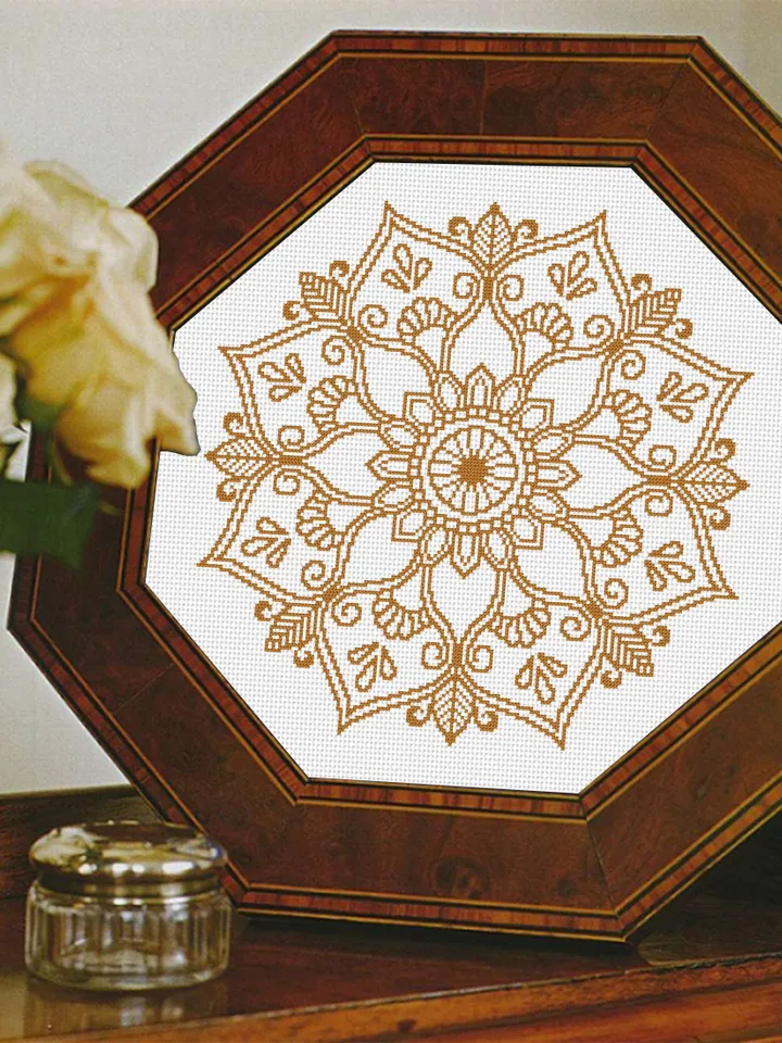 Flower mandala cross stitch pattern download PDF Simple mandala digital Monochrome cross stitch Modern cross stitch DIY Home decor #M179