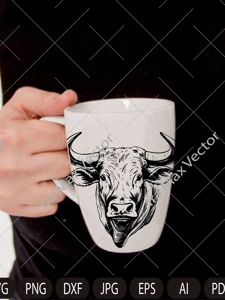 Bull Svg, Bull head svg, Bull svg, Rodeo svg, Bull face svg, Bull clipart, Cowboy bull svg, cow svg, Cow head svg, Cow face, Angry bull svg