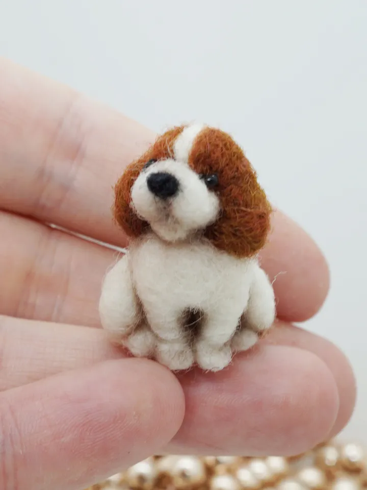 Tiny needle felted Cavalier King Charles spaniel, miniature dog, made to order
