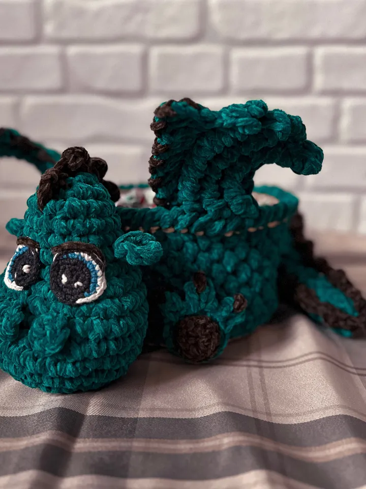 Crochet pattern Dragon basket PDF Digital instant download, Video tutorial, Storage organization, Christmas ornament, Symbol New Year 2024