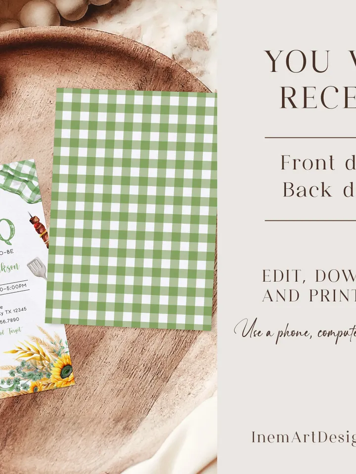 Baby-Q Baby Shower Invitation, BBQ Baby Shower Invite, Backyard Baby Shower, BBQ Party Baby Sprinkle Invitation, Editable Template I116