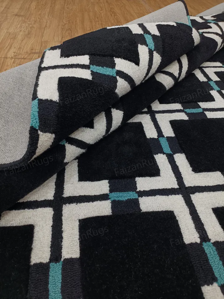 Buy 8x10 Evelina Kroon Hand Tufted Black Color Rug 100% Wool For Living Room, Bed Room, Kids Room In Any Size 10x14,10x12,9x12,8x10