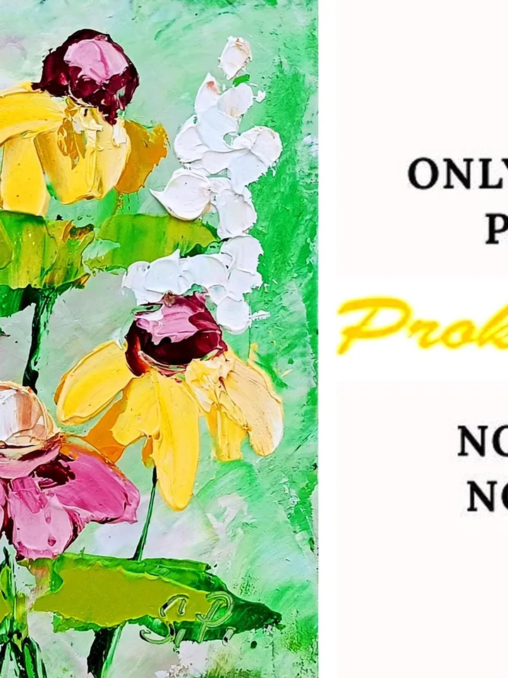 Rudbeckia painting Pink Daisies Impasto Original Painting Flowers OIl Artwork Meadow Wall Art Decor Gifts for Her by ArtProkopaloSv