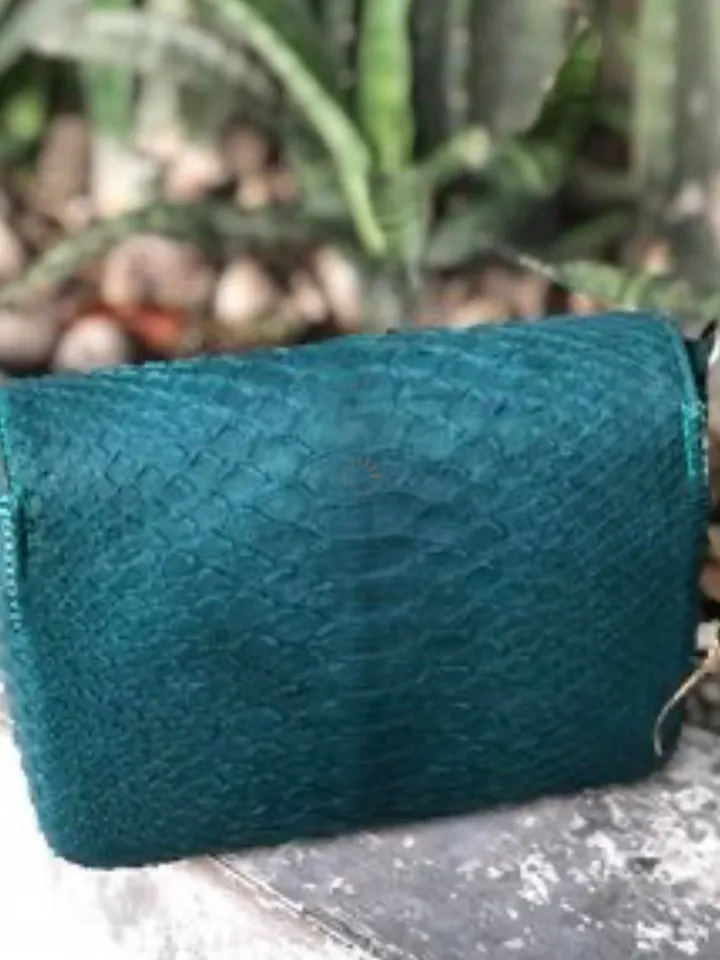 Dark green genuine python skin tassel bag | green chain crossbody bag | Leather designer bag | Exotic skin bag | Small crossbody Bag tassel