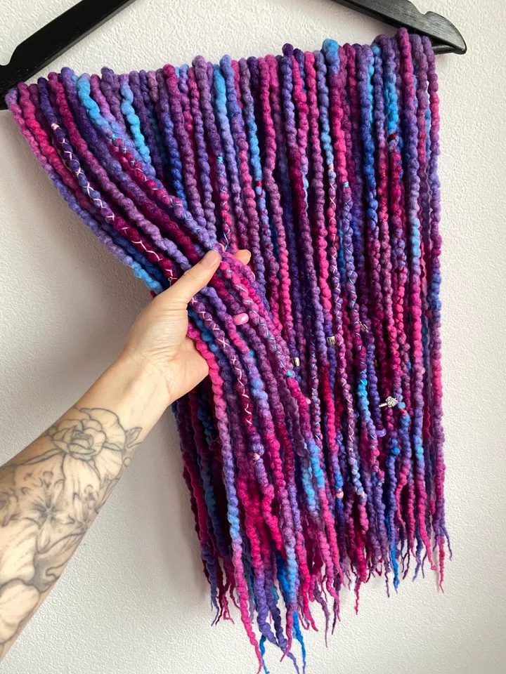 Purple blue pink Wool Double Ended dreads π Ready to Ship