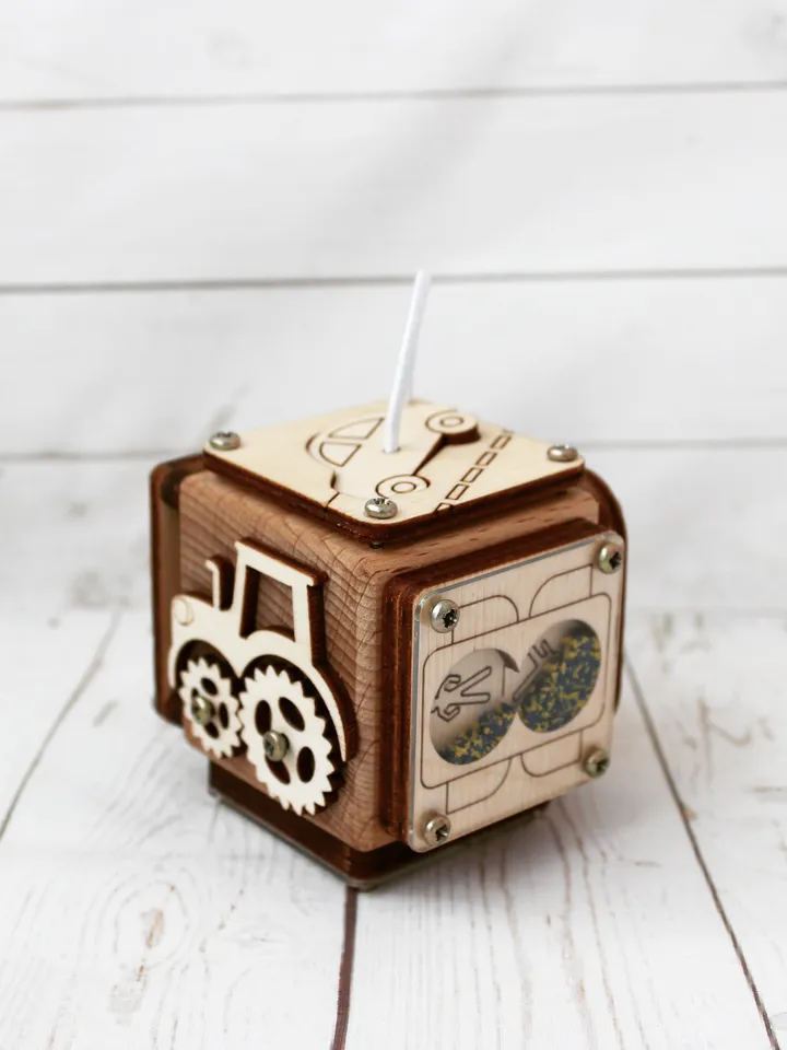fidget cube - wooden baby Busy cube, montessori toy for toddlers
