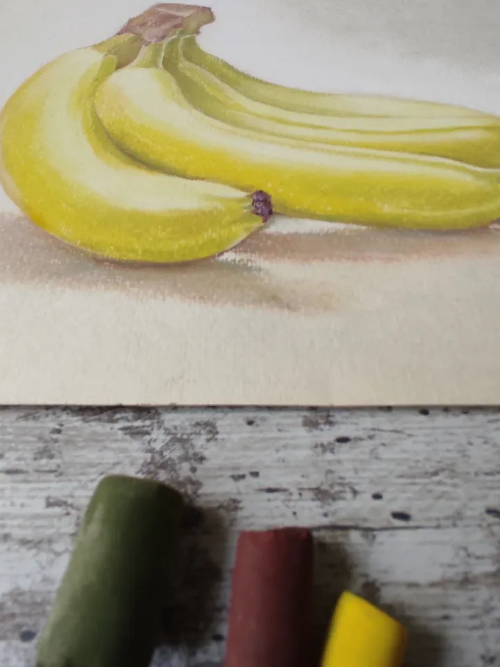 Bananas.Original soft pastel drawing.