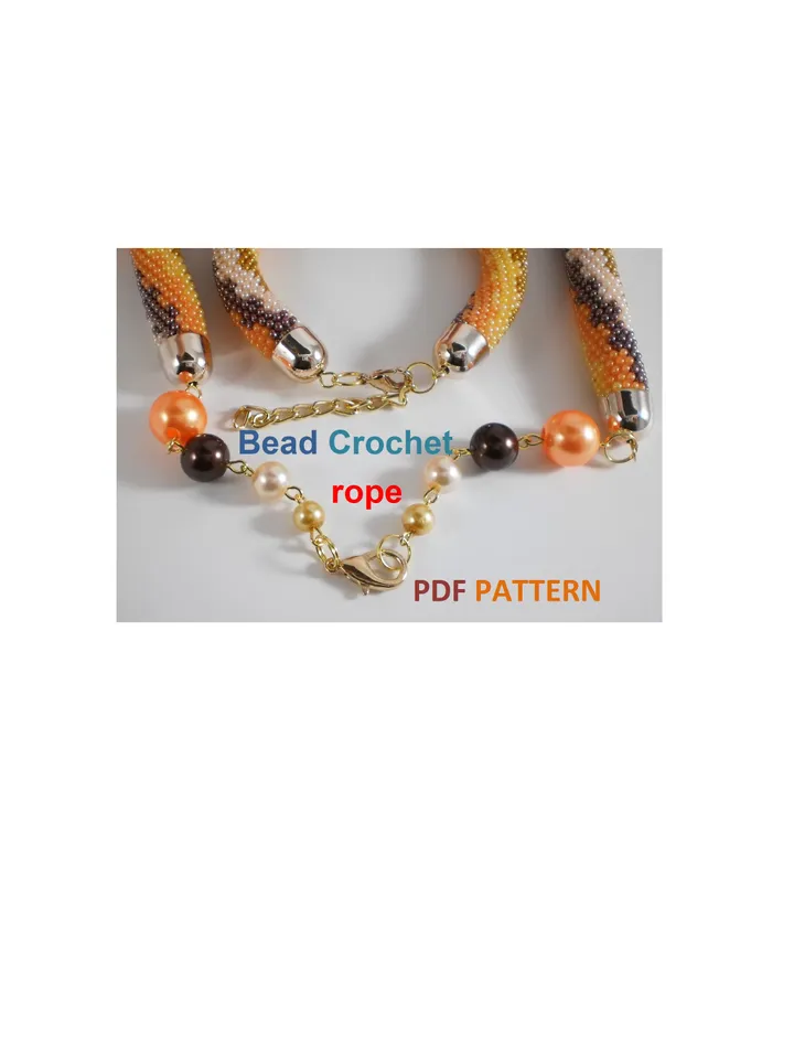 Bead crochet rope pattern «Nodules» necklace and bracelet, DIY, Instant Download, PDF fail