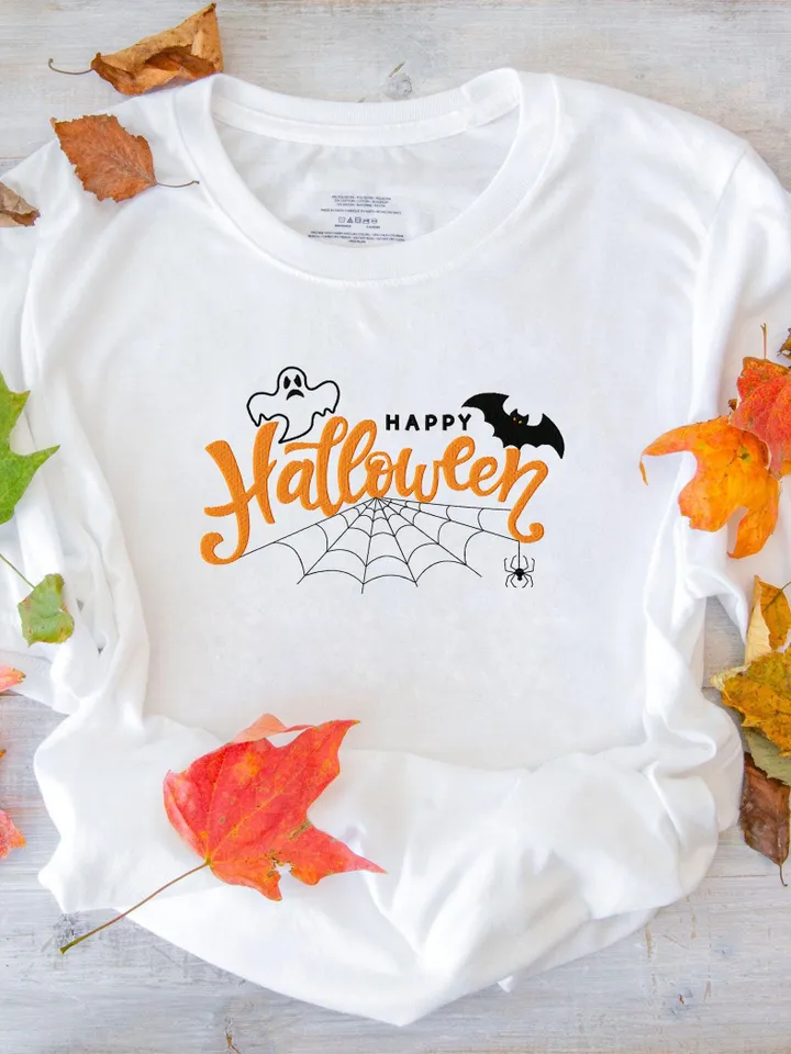 Happy halloween machine embroidery pattern 4 size Happy halloween embroidery design, Halloween embroidery pes instant download #R34
