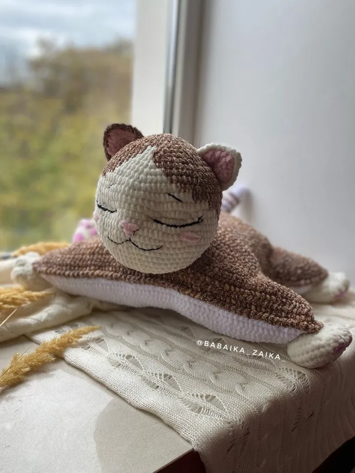 PDF Crochet Pillow Toy Pattern Marshmallow Kitty Amigurumi Plush Kitty Cute cat Amigurumi animal Crochet animal plush pattern Pillow pattern