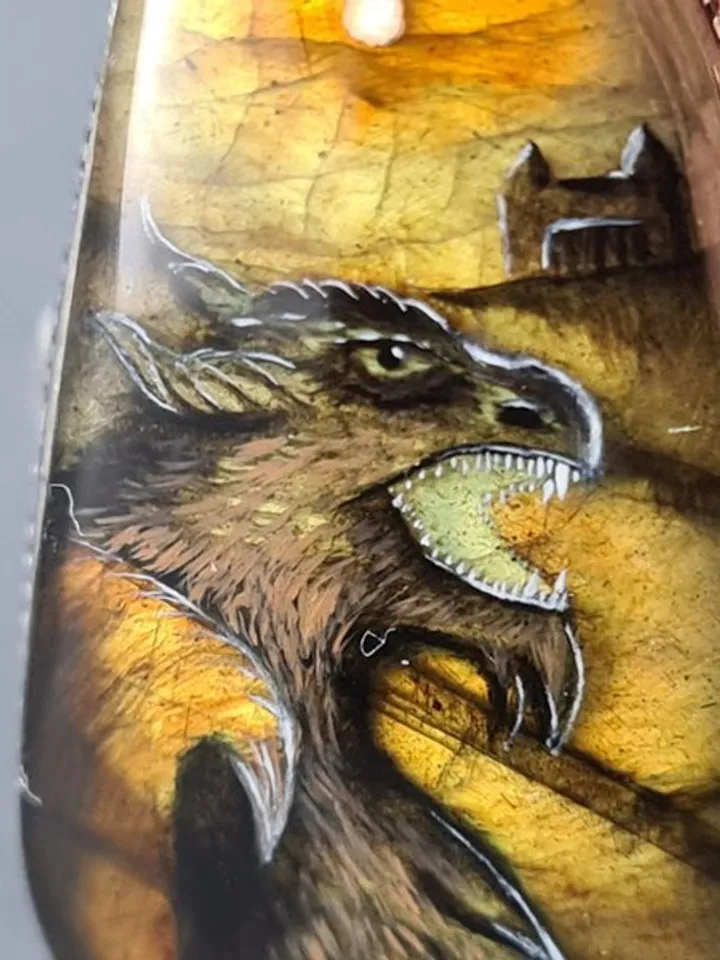 Dragon ring Labradorite ring Stone painting dragon Aaa large labradorite ring
