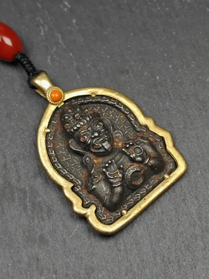 Drashi Lhamo Amulet,Gandhanra Vintage Tibetan Buddhist Pendant,Zashi Lhamo,Buddhist Protective Charm,Spiritual Gift,52×36mm