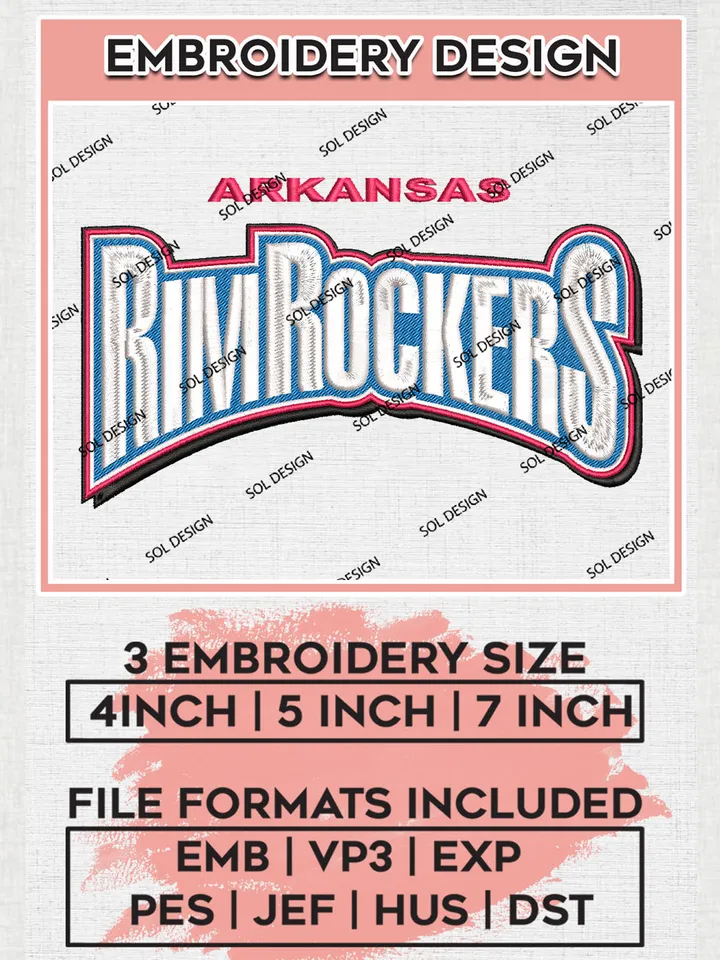 NBA Arkansas RimRockers Team Writing Logo Embroidery Designs, NBA G League Team Embroidery Files, Basketball Machine Embroidery Designs, NBA RimRockers Team Logo, Sport Machine Embroidery Design, Digital Download