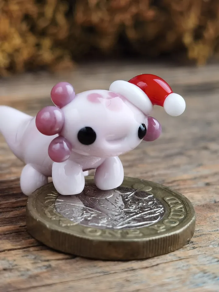 Glass axolotl figurine Tiny axolotl gifts miniature axolotl decor Blown glass art axolotl ornaments Axolotl Aquarium decor Tank Fish