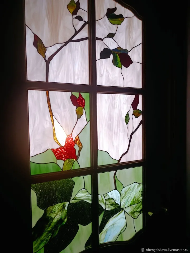 Doors: Magnolias, Tiffany Stained Glass Art, Magnolias Glass Doors, Magnolias Stained Glass Doors, Tiffany Art Glass,
Interior Doors with Magnolias Motif, Doors with Stained Glass, Stained Glass-Embellished Doors, Decorative Stained Glass Doors