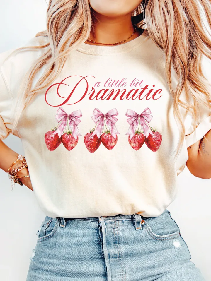 Little bit Dramatic Strawberry Bow Png, strawberry era, Cherry coquette bow png soft girl era aesthetic png Trendy Cherry png coquette
