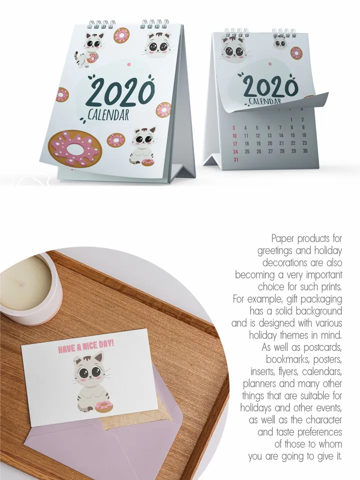 Prints and patterns of cute cats with donuts in vector
